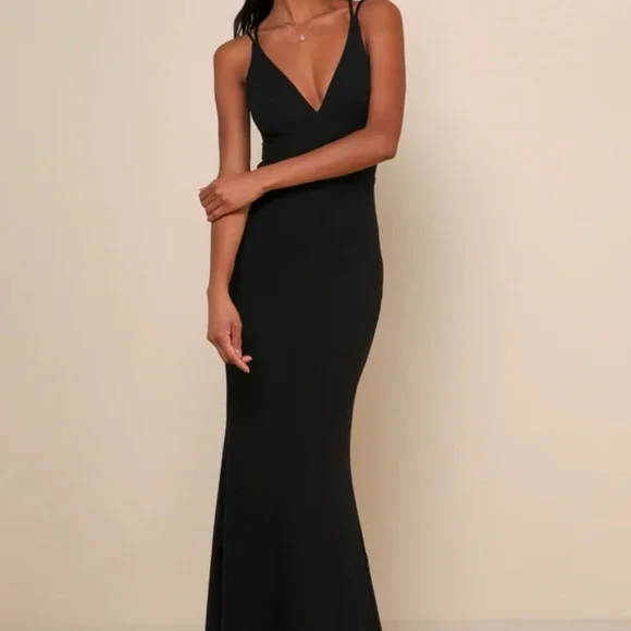 Lulu's Black Backless Mermaid Maxi Dress - Picture 1 of 4